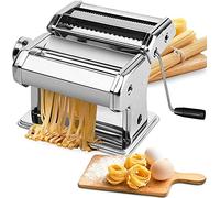 Pujuas Pasta Machines Manual Maker Pasta Machines Stainless Steel Noodle Cutter Fresh Pasta Making Machine Dough Roller for Spaghetti and Lasagna Tagliatelle Fettuccine, 2 Blades