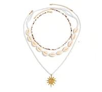 Puka Shell Necklace for Women and Men, Surfer Wooden Bead Coconut Shell Beach Jewelry Hawaii Necklace, Summer Beach Surfer Jewelry, Summer Accessor (style-D)