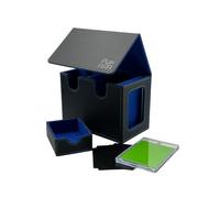 PUKARA Commander Card Deck Box for MTG. Card Storage with Magnetic Closure, MTG Deck Box, Includes 100 Card Sleeves, Dividers, Dice and Tokens Tray, 35PT Card Holder (Black and Blue)