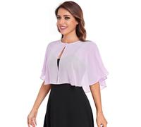 Pukguro Capelets for Women Soft Chiffon Shawls Wraps Shurg for Evening Wedding Capes Bolero Cover Up, Lavender, One Size