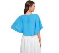 Pukguro Capelets for Women Soft Chiffon Shawls Wraps Shurg for Evening Wedding Capes Bolero Cover Up, Blue, One Size