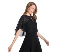 Pukguro Capelets for Women Soft Chiffon Shawls Wraps Shurg for Evening Wedding Capes Bolero Cover Up, Black, One Size