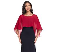 Pukguro Hot Dresses Women's Chiffon Soft Shawl for Weddings Evening Wraps - Red -