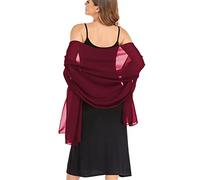 Pukguro Shawls and Wraps for Evening Dresses Sheer Chiffon Women Elegant Soft Silky Wraps Wedding Bridal Scarf, Wine Red, 79 * 18‘’