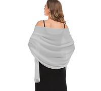 Pukguro Shawls and Wraps for Evening Dresses Sheer Chiffon Women Elegant Soft Silky Wraps Wedding Bridal Scarf, Silver, 79*26‘’