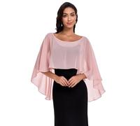 Pukguro Sheer Shawls and Wraps for Evening Dresses Chiffon Capes for Women Soft Wedding Cover Up, Blush, One Size