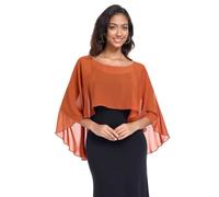 Pukguro Sheer Shawls and Wraps for Evening Dresses Chiffon Capes for Women Soft Wedding Cover Up, Burnt Orange, One Size