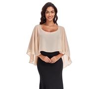 Pukguro Sheer Shawls and Wraps for Evening Dresses Chiffon Capes for Women Soft Wedding Cover Up, Champagne, One Size