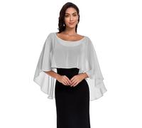 Pukguro Sheer Shawls and Wraps for Evening Dresses Chiffon Capes for Women Soft Wedding Cover Up, Silver Gray, One Size
