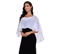 Pukguro Sheer Shawls and Wraps for Evening Dresses Chiffon Capes for Women Soft Wedding Cover Up, White, One Size
