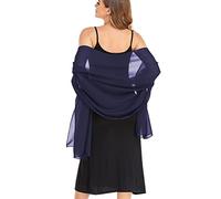 Pukguro Soft Chiffon Scarves Shawls and Wraps for Women Silky Pashmina Scarf for Wedding Bridal, Navy, One Size