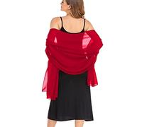 Pukguro Soft Chiffon Scarves Shawls and Wraps for Women Silky Pashmina Scarf for Wedding Bridal, Red, One Size