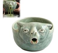 Puking Cat Matcha Bowl, Ceramic Chawan for Matcha Whisking | Whimsical Puking Cat Face, Ceramic 3D Funny Matcha Pour Bowl for Matcha Lovers and Unique Japanese Tea Gift
