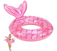 Pukitt Swimming Ring Kids,Durable Inflatable Pool Floats,Mermaid Anime Float Rubber Ring, Floating Summer Beach Party for 2-9 Kids and Water Sports, Mermaid Pink, General