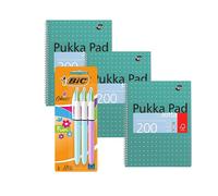 Pukka 3x A4 Jotta Notebook 200 Pages & 3x 4 Colours Fun Pens Pukka Multicolor