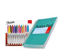 Pukka 3x A4 Metallic Jotta Book & Sharpie 18x Colour Fine Permanent Markers Pukka Multicolor