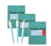 Pukka 3x A4 Notebook 200 Pages & 3x 4 Colour Fun Pen for Writing Pukka Multicolor