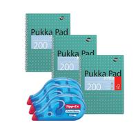 Pukka 3x A4 Notebook 200 Pages & 3x Tipp-Ex Pocket Mouse Correction Tape Pukka Multicolor