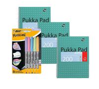 Pukka 3x A4 Notebook 200 Pages & 5x Marking Pastel Permanent Markers Pukka Multicolor