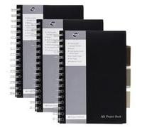 Pukka Pads Project Book A5 Wirebound Polypropylene Cover Ruled 250 Pages Black (Pack of 3)
