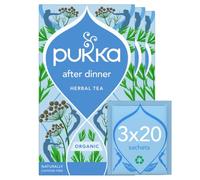 Pukka Herbs | After Dinner Organic Herbal Tea Box | Tea Infusion With Fennel, Cardamom & Turmeric | Ideal For Digestive Wellness | Caffeine Free | 3 Packs | 60 Plant Based Biodegradable Tea Bags