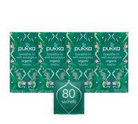 Pukka Herbs | Breathe In Organic Herbal Tea Box | Mint, Eucalyptus, Ginger, Honey | Perfect For Everyday Support | Caffeine Free | 4 Packs | 80 Plant