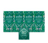 Pukka Herbs | Breathe In Organic Herbal Tea Box | Mint, Eucalyptus, Ginger, Honey | Perfect For Everyday Support | Caffeine Free | 4 Packs | 80 Plant Based Biodegradable Tea Bags