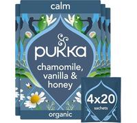 Pukka Herbs Calm with Chamomile, Vanilla & Manuka Honey, 4 x 20 Tea Bags | For evenings, Sweet honey and vanilla, caffeine-free cup, Organic chamomile, liquorice & fennel