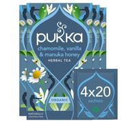 Pukka Herbs | Chamomile, Vanilla and Manuka Honey Organic Herbal Tea Box | Infusion With Licorice & Fennel | Perfect For Calming | Caffeine Free | 4