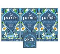 Pukka Herbs | Chamomile, Vanilla and Manuka Honey Organic Herbal Tea Box | Infusion with Licorice & Fennel | Perfect For Calming | Caffeine Free | 3 Packs | 60 Plant Based Biodegradable Tea Bags