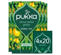 Pukka Herbs, Citrus Yerba Green Tea, Organic, Herbal Tea Box [4 Boxes of 20 Tea Bags], Boosts Natural Energy & Focus, 80 Plant Based Biodegradable Tea Bags