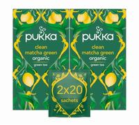 Pukka Herbs | Clean Matcha Green Organic Tea Box | Green Tea, Lemon, Fennel and Matcha Powder | Perfect For Everyday Vitality | 2 Packs | 40 Plant Based Biodegradable Tea Bags