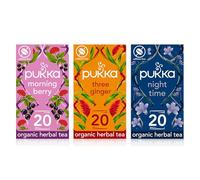 Pukka Herbs, Day To Night Herbal Organic Tea Bundle, Morning Berry, Three Ginger & Night Time, Perfect selection for any time of the day, 20 Teabags each (3 Pack)