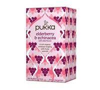 Pukka Herbs | Elderberry and Echinacea Organic Herbal Tea Box | Infusion With Aniseed and Ginger | Perfect For Everyday Support | Caffeine Free | 20 Plant Based Biodegradable Tea Bags