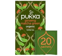Pukka Herbs | Ginseng Matcha Green Organic Tea Box | Ginseng, Lemongrass, Ginger, Matcha & Green Tea | For Everyday Vitality | 20 Plant Based Biodegradable Tea Bags