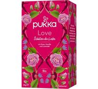 Pukka Herbs | Love Organic Herbal Tea Box | Chamomile, Lavender and Rose | Perfect For Uplifting Spirits | Caffeine Free | 3 Packs | 60 Plant Based Biodegradable Tea Bags
