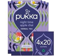 Pukka Herbs Night Time Apple Chai Tea, 80 Teabags, Caffeine Free | For bedtime, Gentle floral notes, warming cinnamon, Naturally caffeine-free, organically grown