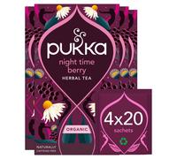 Pukka Herbs | Night Time Berry Organic Herbal Sleep Tea Box | Chamomile, Lavender & Elderberry Tea | Ideal For Bedtime Relaxation | Caffeine Free | 4