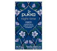 Pukka Herbs, Night Time Organic Herbal Sleep Tea Box, Chamomile, Lavender, Oat Flower, & Limeflower, Natural For Bedtime Relaxation, Caffeine Free, 20 Plant Based Biodegradable Tea Bags