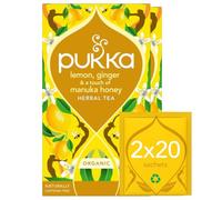 Pukka Herbs | Organic Lemon, Ginger & Manuka Honey Herbal Tea Box | Immune Boosting Infusion With Turmeric | Ideal For Daily Support | Caffeine Free | 3 Packs | 60 Plant Based Biodegradable Tea Bags