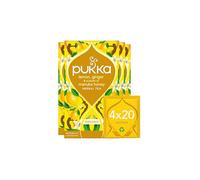 Pukka Herbs | Organic Lemon, Ginger & Manuka Honey Herbal Tea Box | Immune Boosting Infusion With Turmeric | Ideal For Daily Support | Caffeine Free | 4 Packs | 80 Plant Based Biodegradable Tea Bags