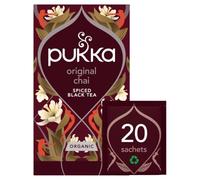 Pukka Herbs, Original Chai Organic Herbal Tea, Cardamom, Cinnamon, Black Tea, Ginger, Perfect For Bright Energy, 1 pack, 20 Sachets