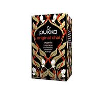 Pukka Herbs, Original Chai Organic Herbal Tea, Cardamom, Cinnamon, Black Tea, Ginger, Perfect For Bright Energy, 4 packs, 80 Sachets