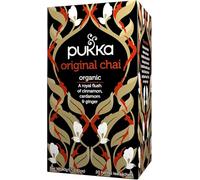 Pukka Herbs, Original Chai Organic Herbal Tea, Cardamom, Cinnamon, Black Tea, Ginger, Perfect For Bright Energy, 4 packs, 80 Sachets