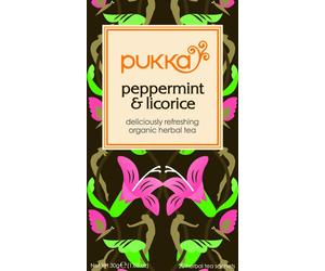Pukka Herbs Peppermint & Licorice 20 organic herbal tea sachets-6 Pack