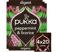 Pukka Herbs Peppermint & Licorice Herbal Tea, 80 Teabags, Caffeine Free