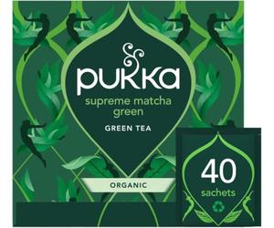 Pukka Herbs Revitalise Supreme Matcha Green Organic Herbal Tea, 40 Count | For a smooth cup, fresh, layered taste, convenient bags, naturally caffeine-containing, organic