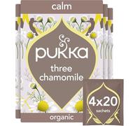 Pukka Herbs Three Chamomile Organic Herbal Tea, 80 Teabags, for Calming | For a calming cup, Egyptian, Hungarian & Croatian flowers, Naturally caffeine-free, organic