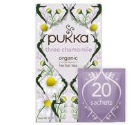 Pukka Herbs | Three Chamomile Organic Herbal Tea Box | Infusion With African, Egyptian & European Chamomile | Perfect For Calming | Caffeine Free | 3 Packs | 60 Plant Based Biodegradable Tea Bags
