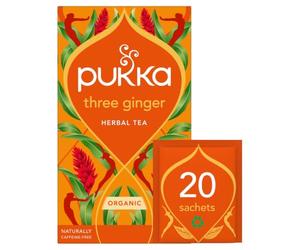Pukka Herbs Three Ginger Herbal Tea, 20 Tea Bags, Natural & Caffeine Free | For after meals, Bold, spicy warmth in every cup, Naturally caffeine-free, organically grown